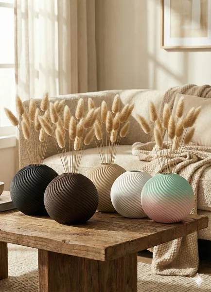 Espresso Ribbed Sphere Vase