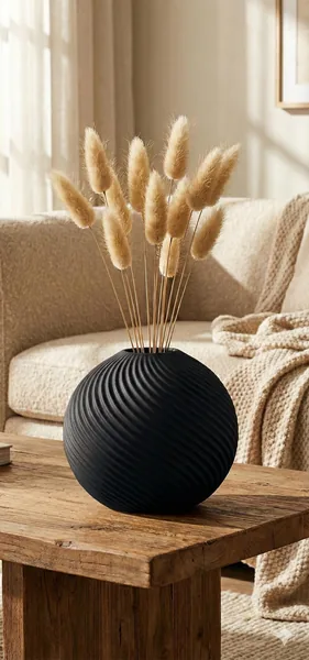 Espresso Ribbed Sphere Vase photo 3